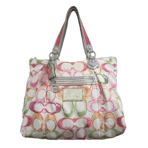 COACH Scribbles Poppy Collection Large Tote Purse - Picture 2 of 16